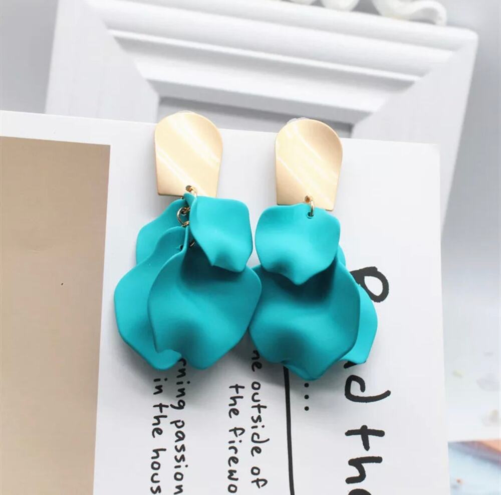 Ava Rose Petal High-Quality Drop Blue Earrings - not accept offer